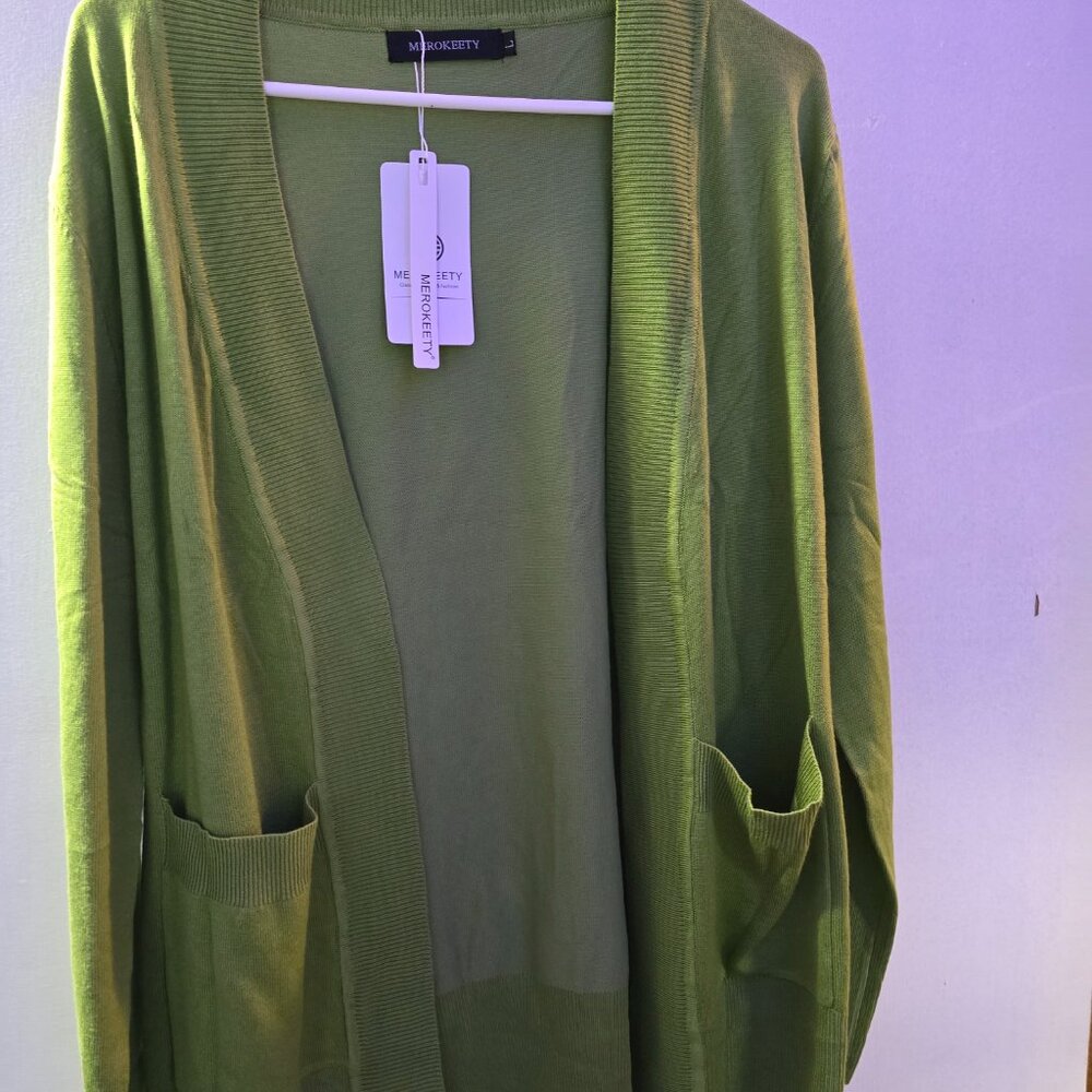 green cardigan